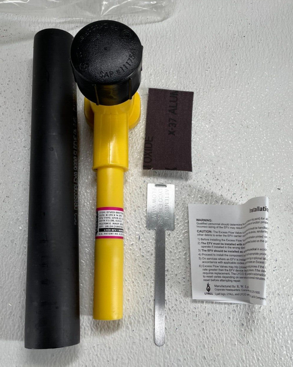 Molded MDPE Standard Gas Tapping Tee 8" x 3/4" IPS w/ LYCO Excess Flow Valve EFV