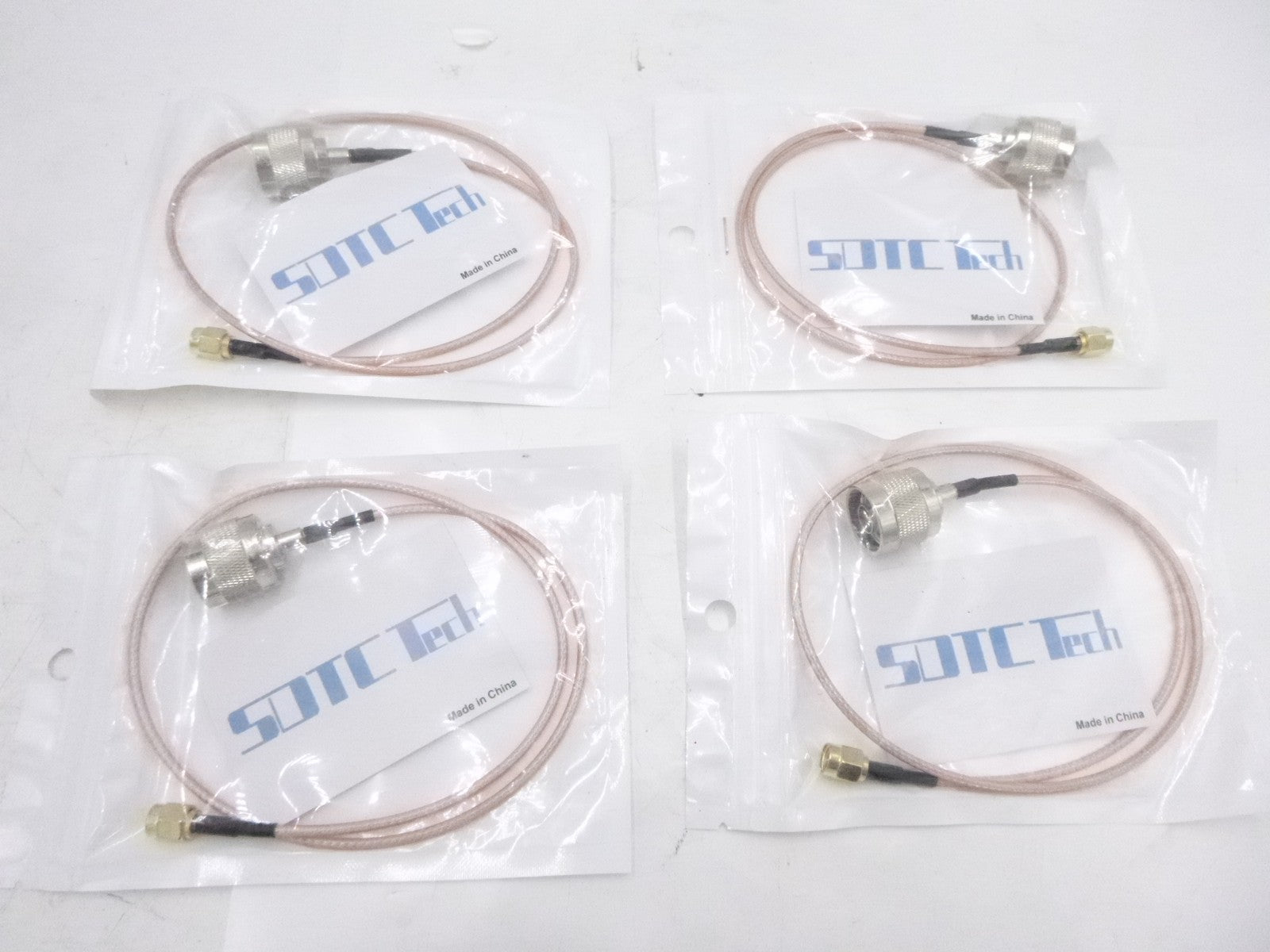 4 Pk SDTC Tech N Type Male to SMA Male Coaxial Adapter Cable Antenna Extd Wi-Fi