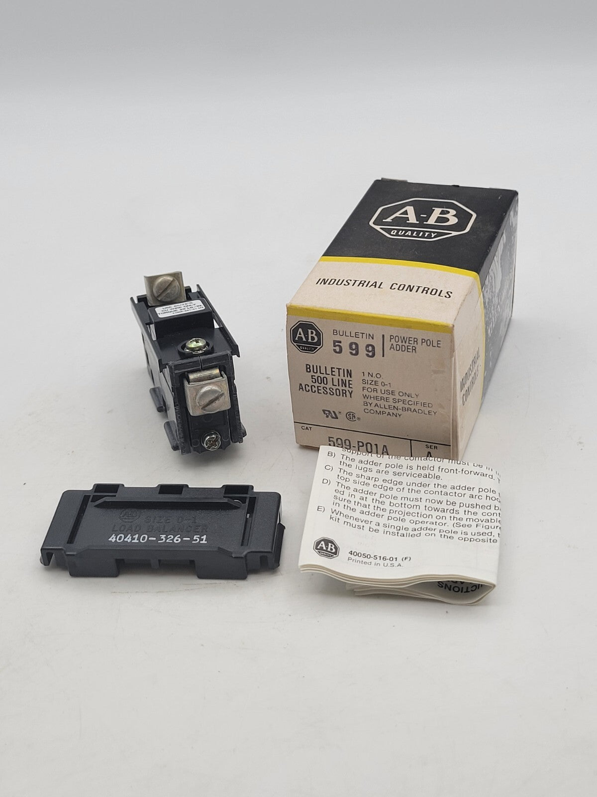 Allen-Bradley 599-P01A Bulletin 500 Line Power Pole Adder 27A 600 Volt Size 0-1