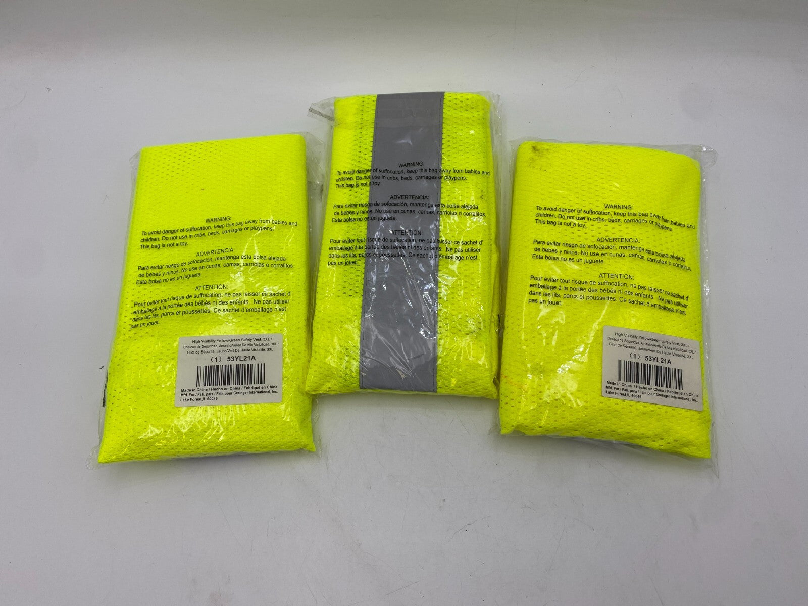 3Pc Condor 53YL21A High-Visibility Vest ANSI Class 2, 3XL, Lime, Mesh Polyester