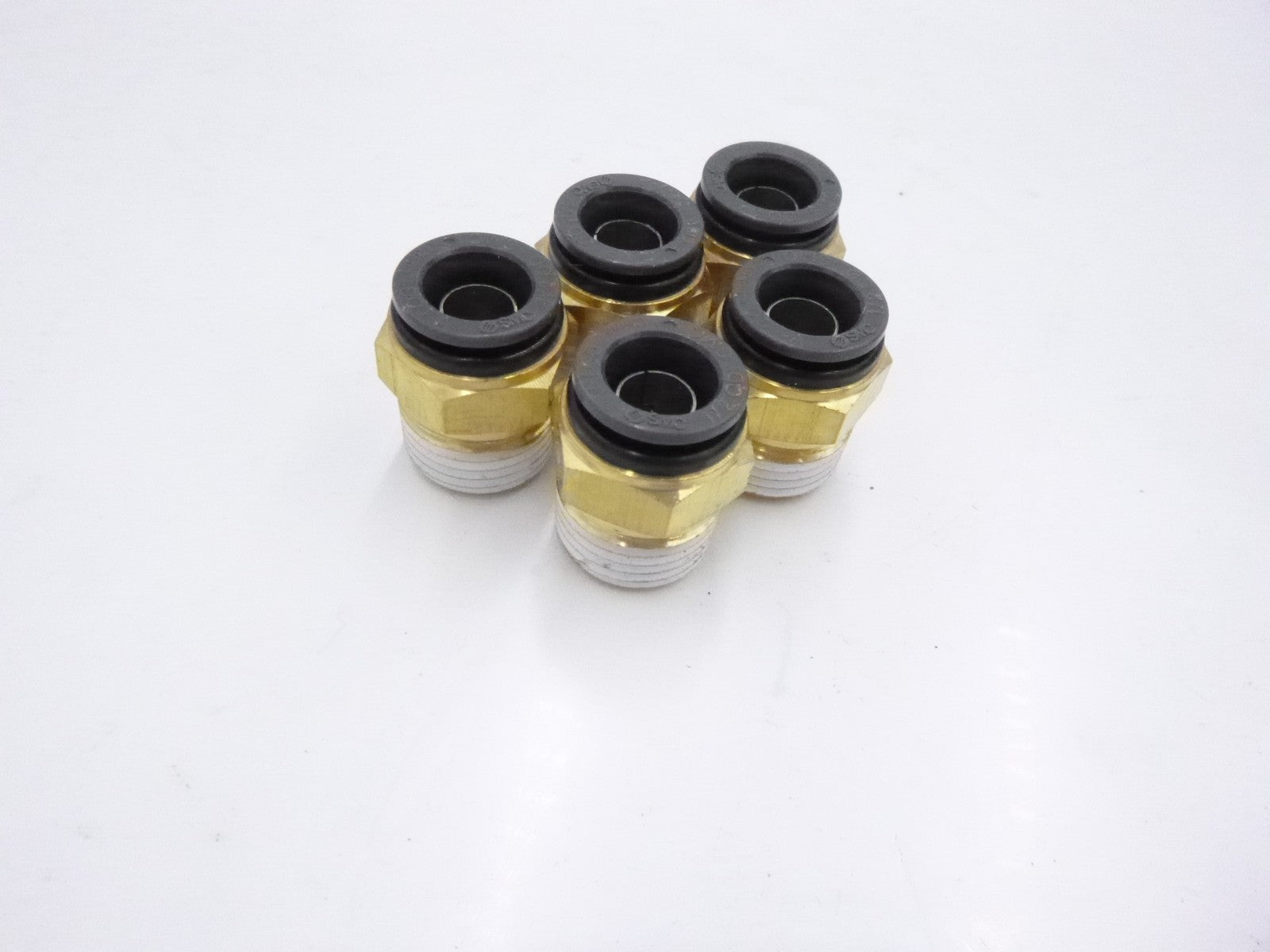 5 Pack SMC Straight Male Connector 1/2" Tube to 1/2"-14 Male NPT