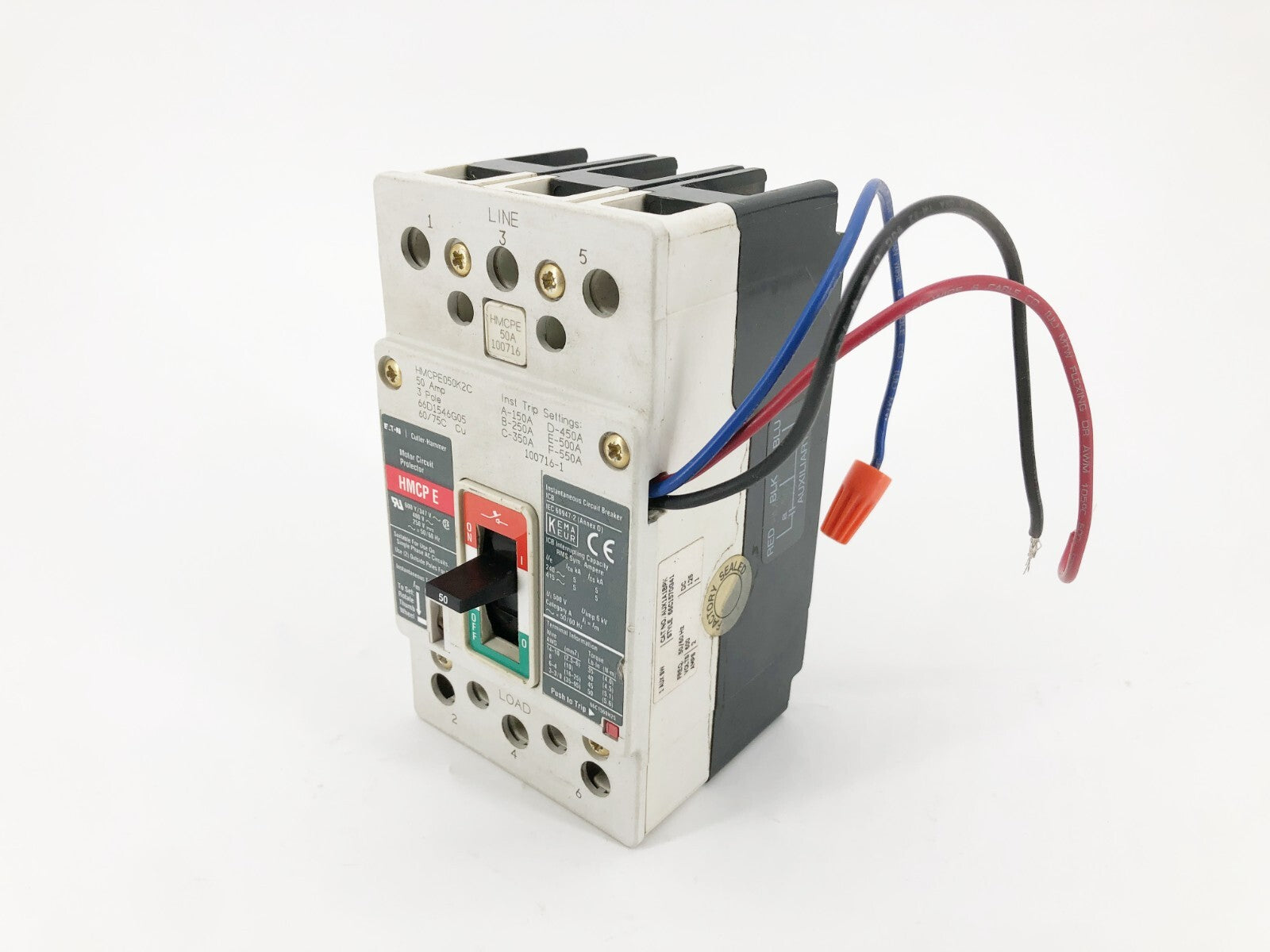 New Eaton Cutler Hammer HMCPE050K2C Motor Breaker AUX1A1BPK 3P 50A 600V - No Box