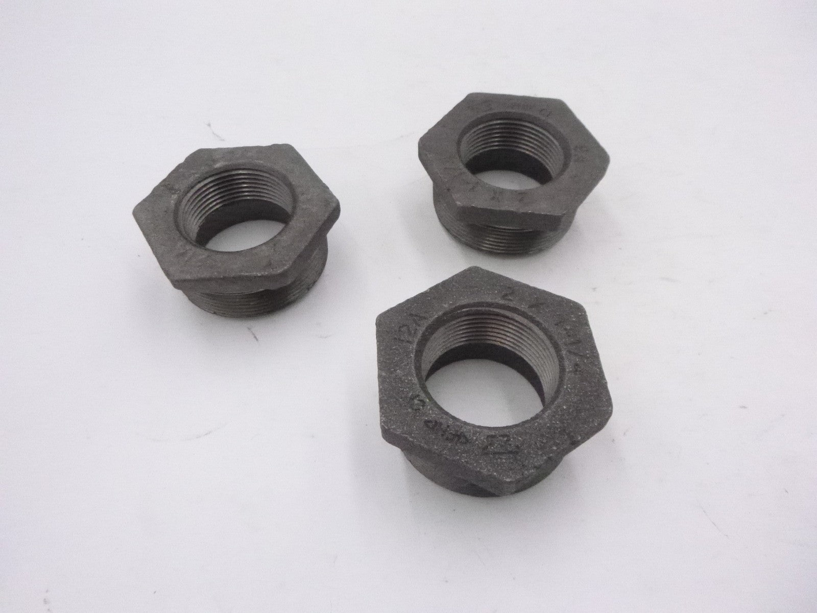3 Pack Anvil 2" MNPT x 1-1/4" FNPT Black Cast Iron Hex Bushing