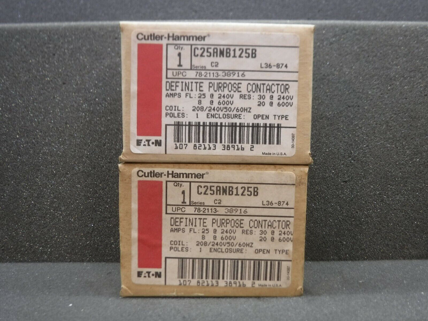 Culter-Hammer, C25ANB125B, 78-2113-38916, Definite Purpose Contactor * Lot of 2*