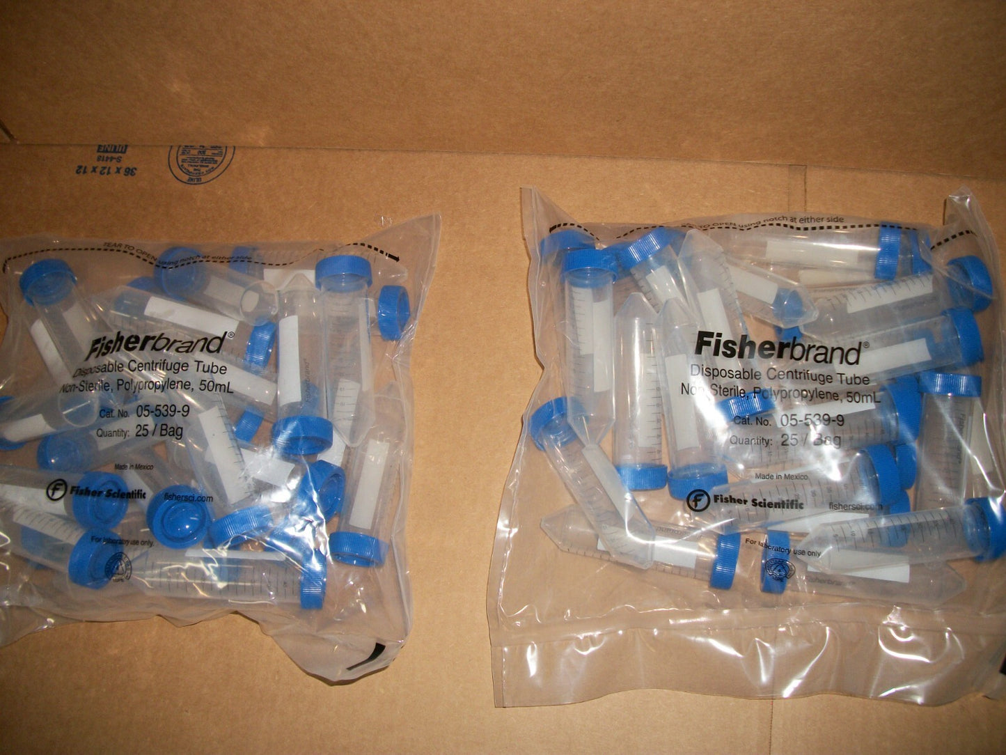 LOT OF 50 NEW FISHERBRAND DISPOSABLE CENTRIFUGE TUBE CAT# 05-539-9 FISHER BRAND