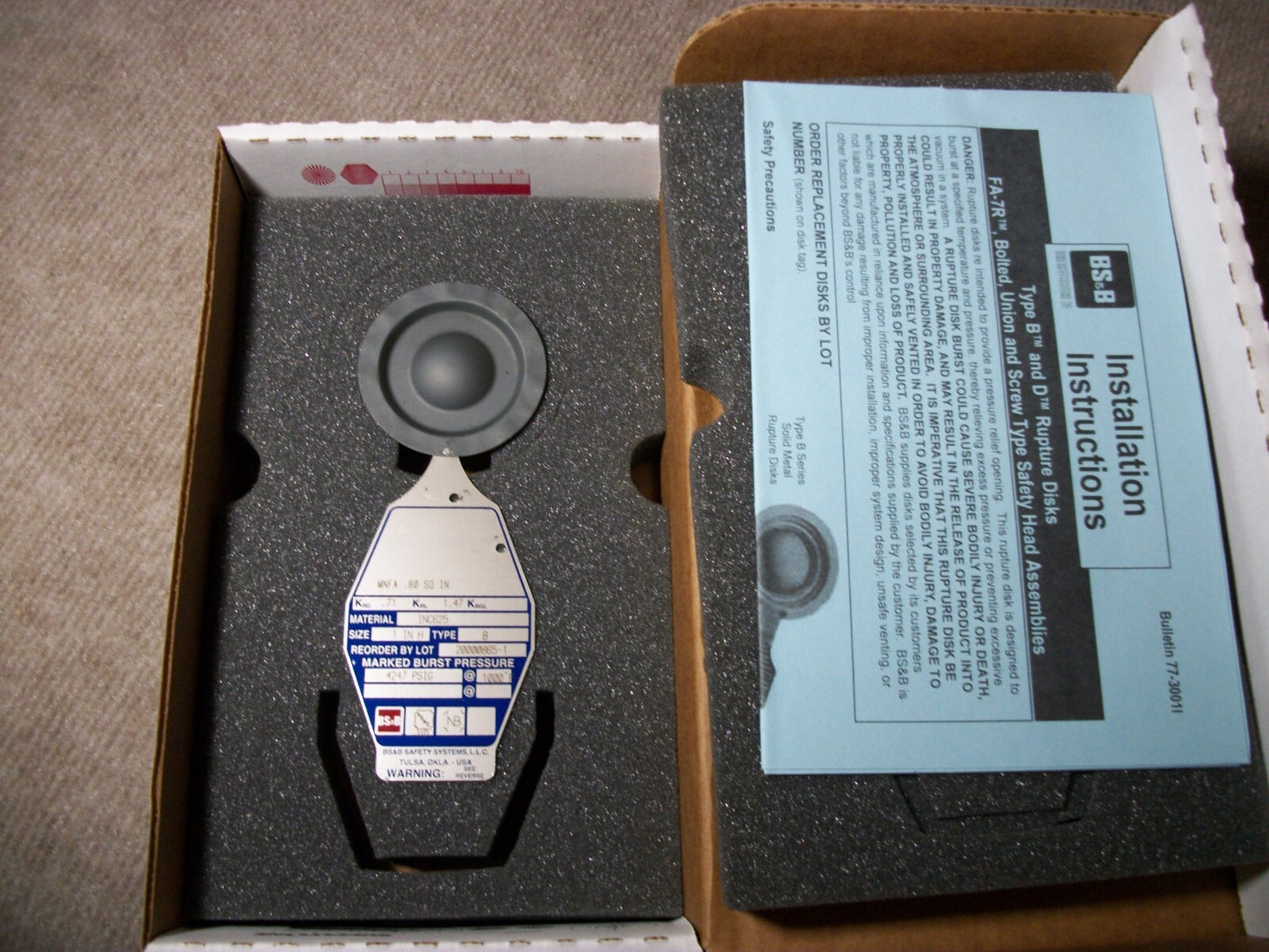 NEW BS&B SAFETY SYSTEMS 1.5 INCH RUPTURE DISC MODEL 20000276-2 PSIG 4245 140F