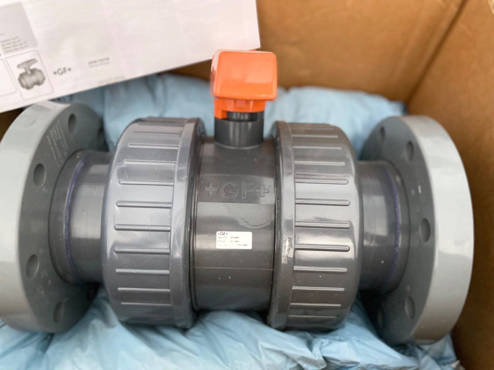GF Georg Fischer 4” PVC-U double union Van Stone flange ball valve type 375