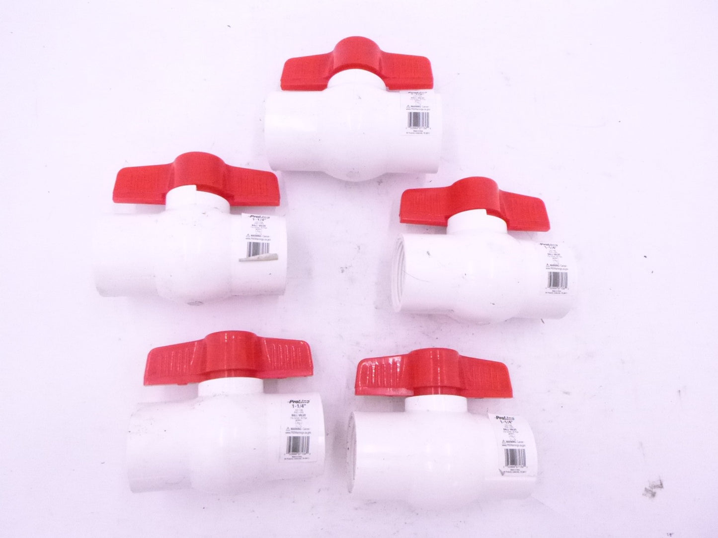 5 Pack Proline 1-1/4" PVC SCH 40 Threaded Ball Valve 107-136