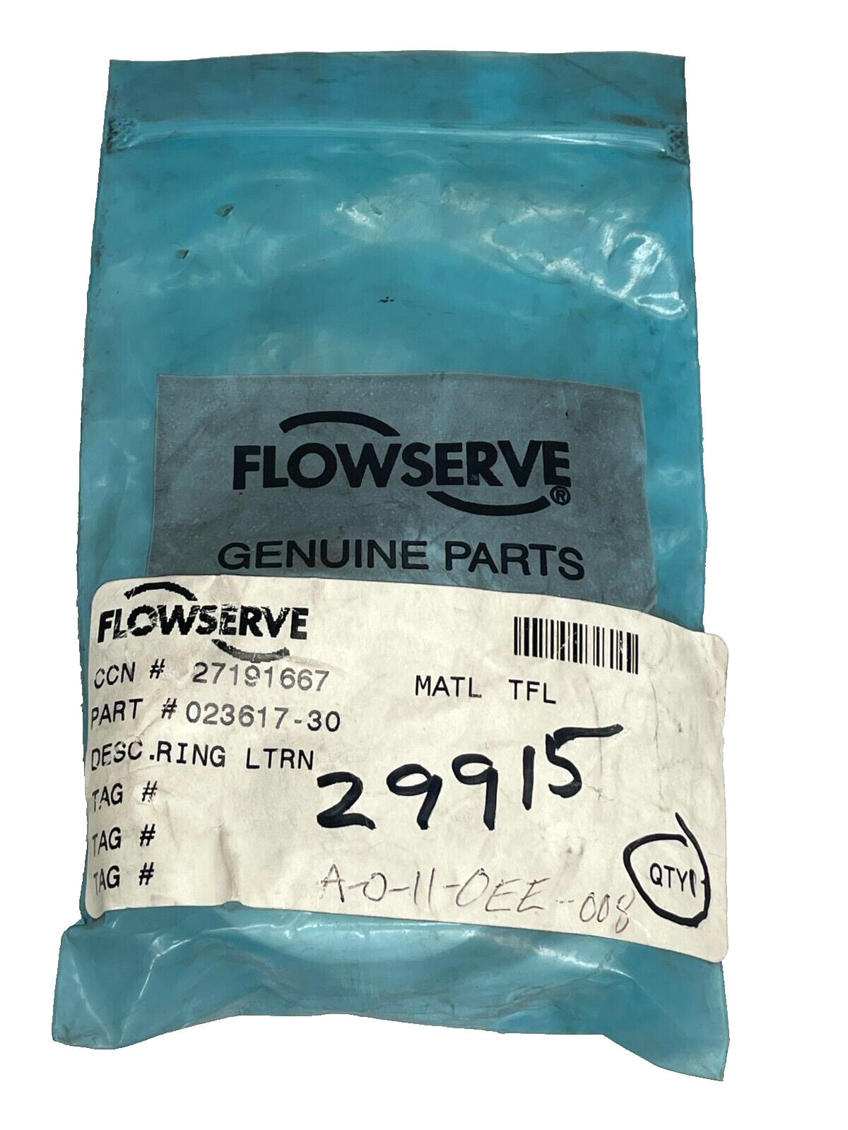 FLOWSERVE OEM PARTS PN: 023617-30, CCN: 27191667, Teflon Ring LTRN, Set of 2