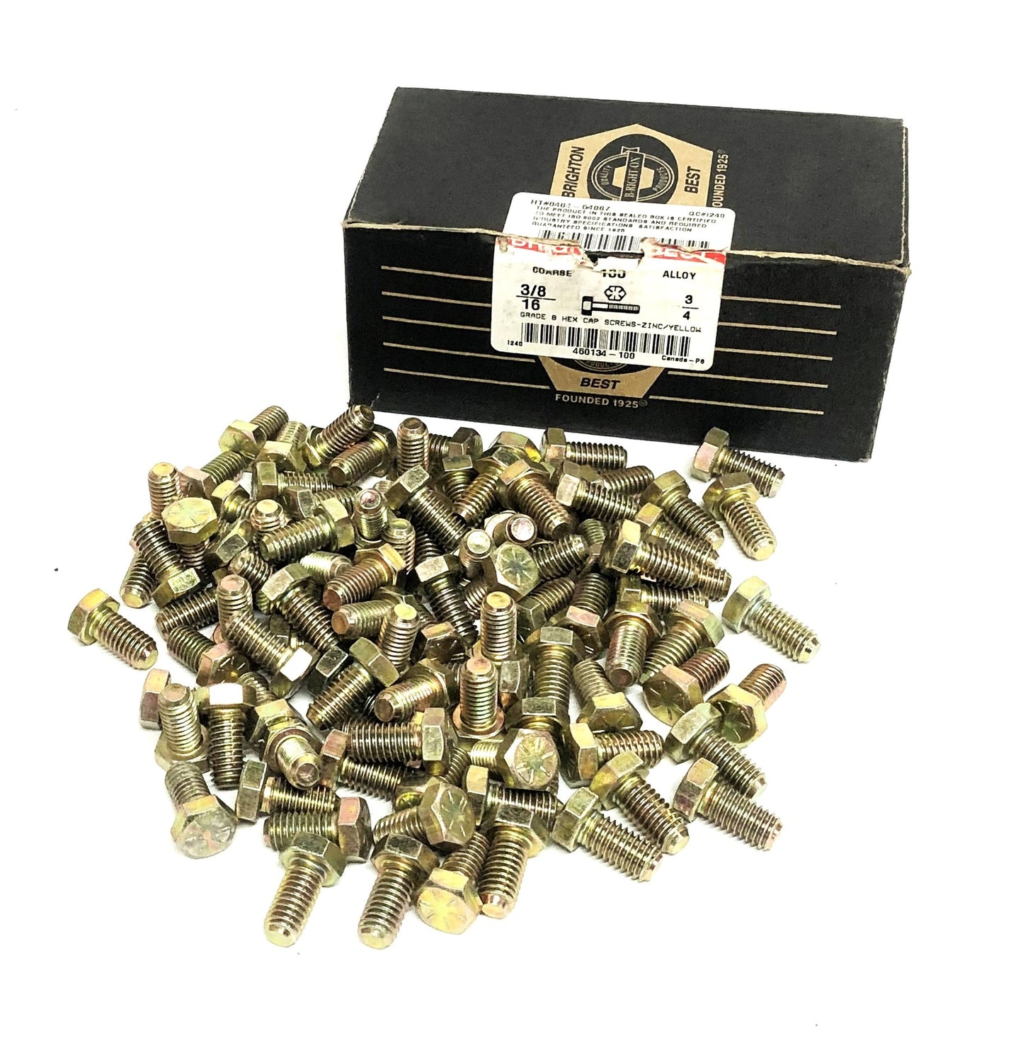 Brighton 3/8-16x3/4 Inch Grade 8 Hex Cap Screw 450134-100 [Lot of 100] NOS