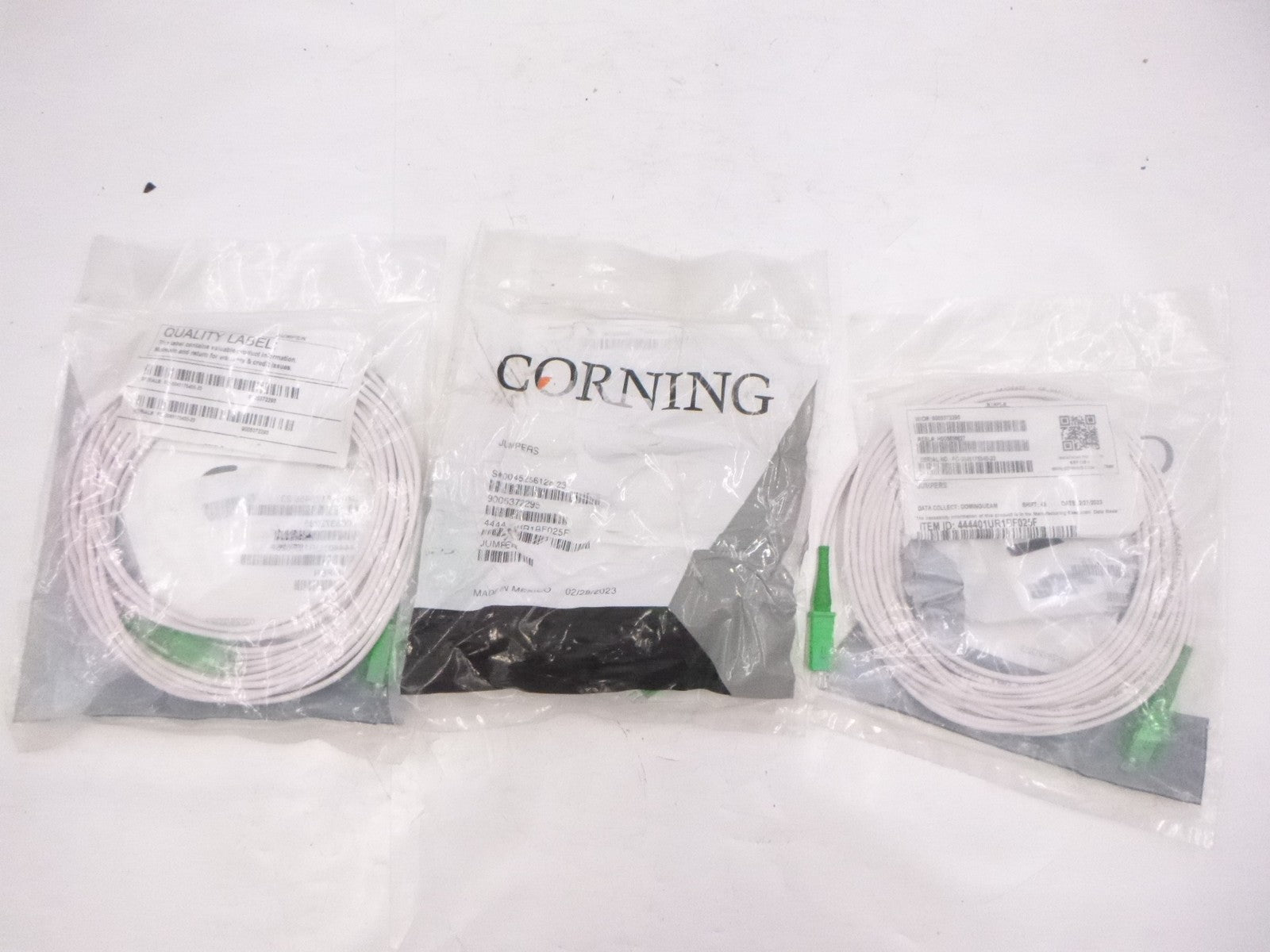 3 Pack 25' Corning SM Fiber Optic Patch Cable 444401UR1BF025F White 2.9mm SC/APC