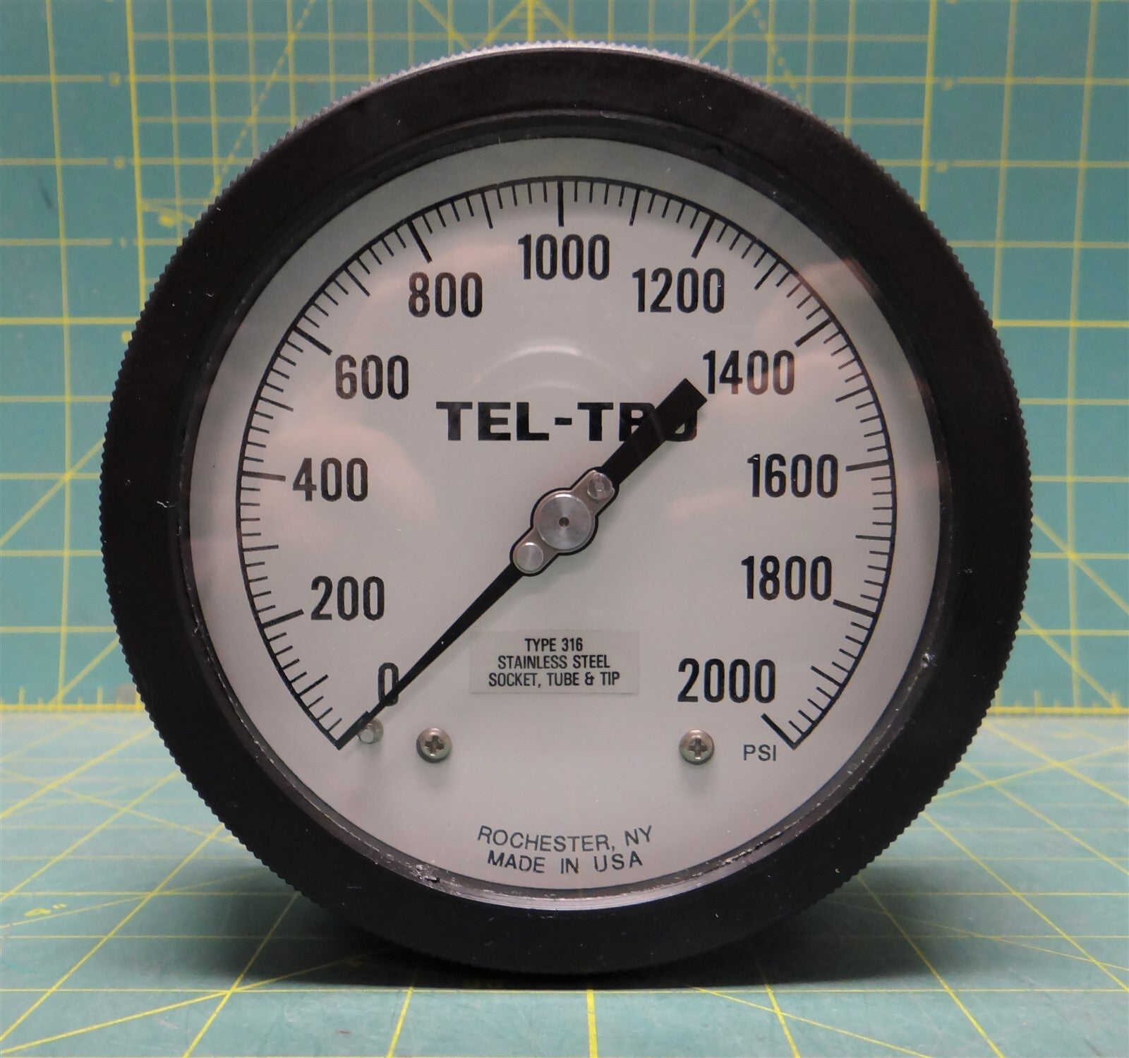 Tel-Tru 4.5" Process Gauge 0-2000 PSI 1/4" NPT Back Connection 4510SR4B1H5A