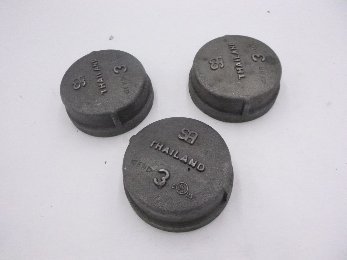 3 Pack SIAM 3" Black Malleable Iron Cap Fitting Pipe