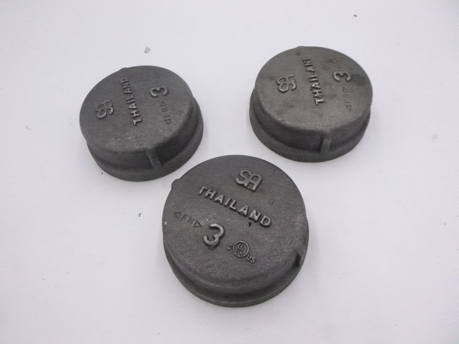 3 Pack SIAM 3" Black Malleable Iron Cap Fitting Pipe