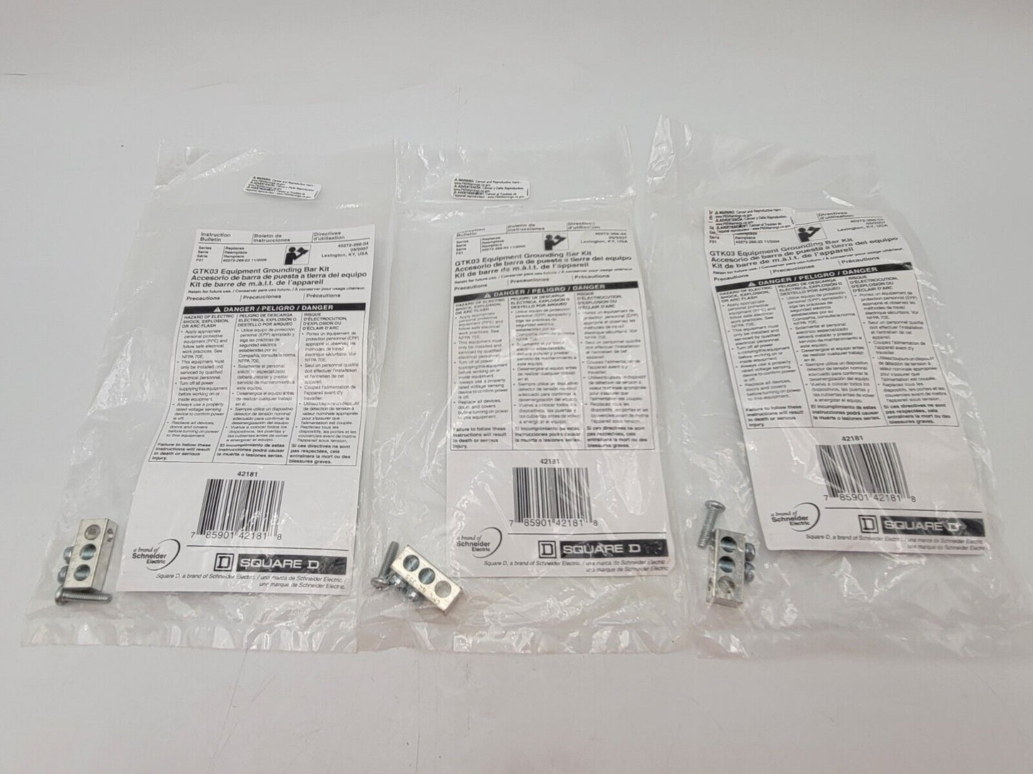 3Pc Square D GTK03 Equipment Grounding Bar Kit Series F01 for Disconnect Switch