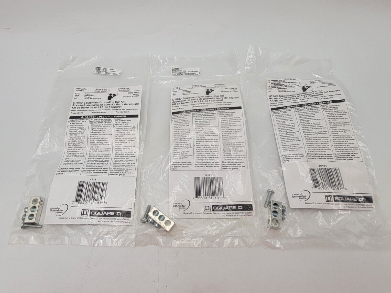 3Pc Square D GTK03 Equipment Grounding Bar Kit Series F01 for Disconnect Switch