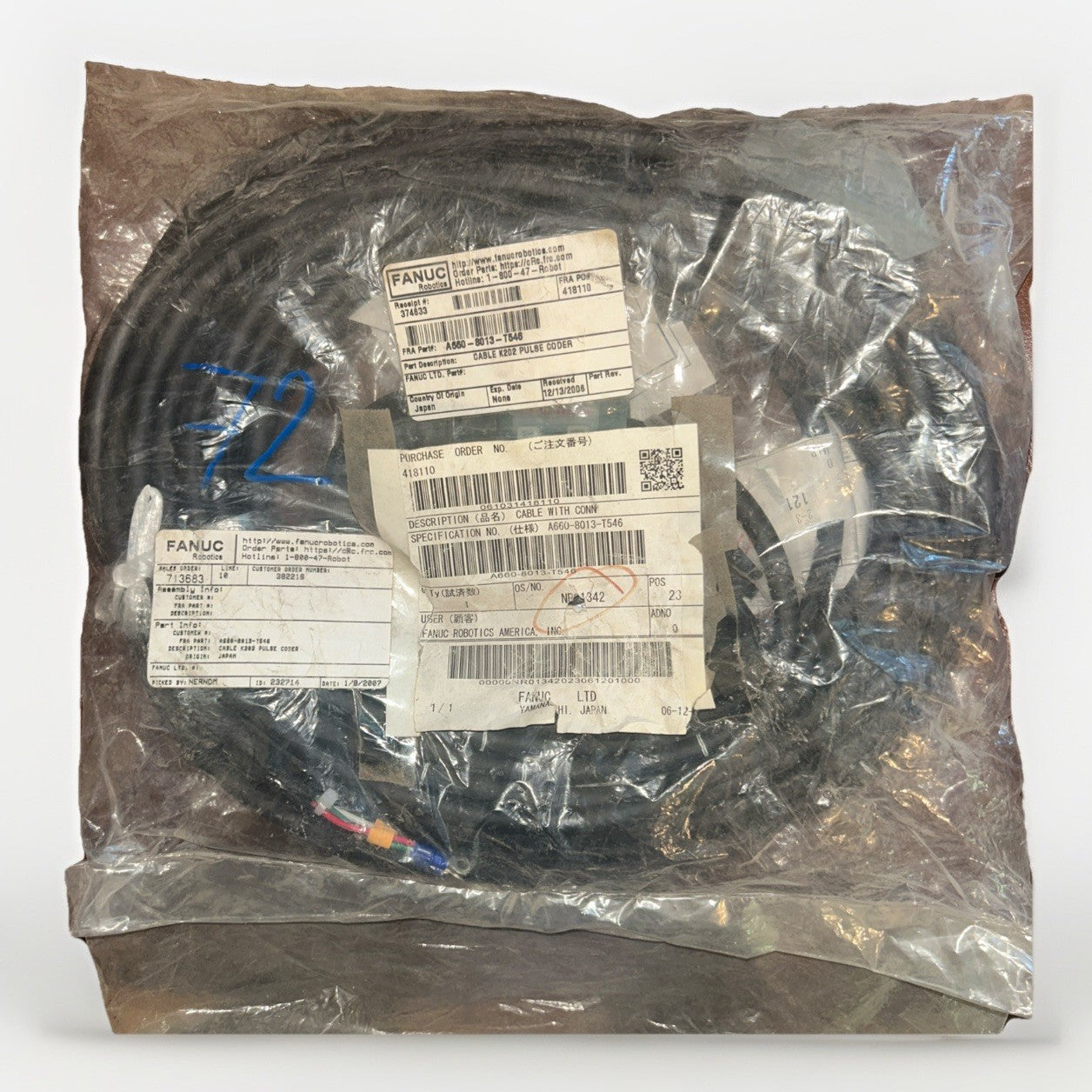NEW! FANUC ROBOTICS A660-8013-T546 CABLE K202 PULSE CODER. FREE SHIPPING!    B2