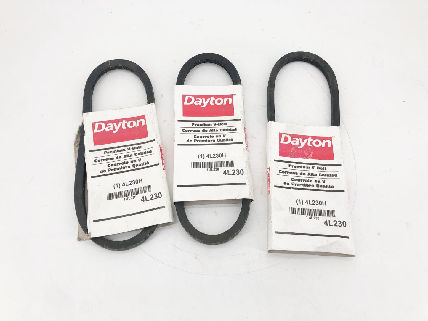 Lot of 3 New Dayton 4L230H V-Belts 1/2" x 23" - No Box