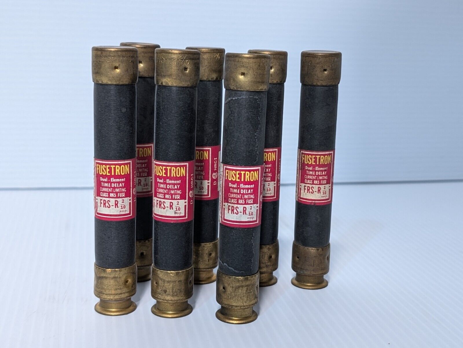 Lot of 7 Bussmann (Fusetron) FRS-R-2/10 Fuses, .2A, 600VAC