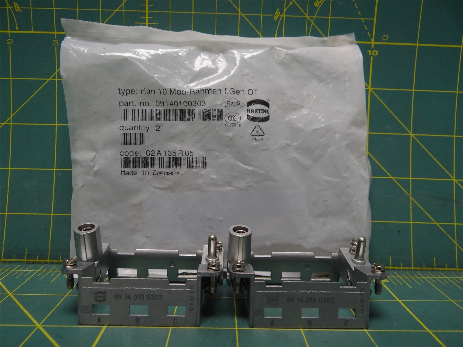 (Pack of 2) Harting Han Frame Power Connector Accessory 09140100303 3-Modules