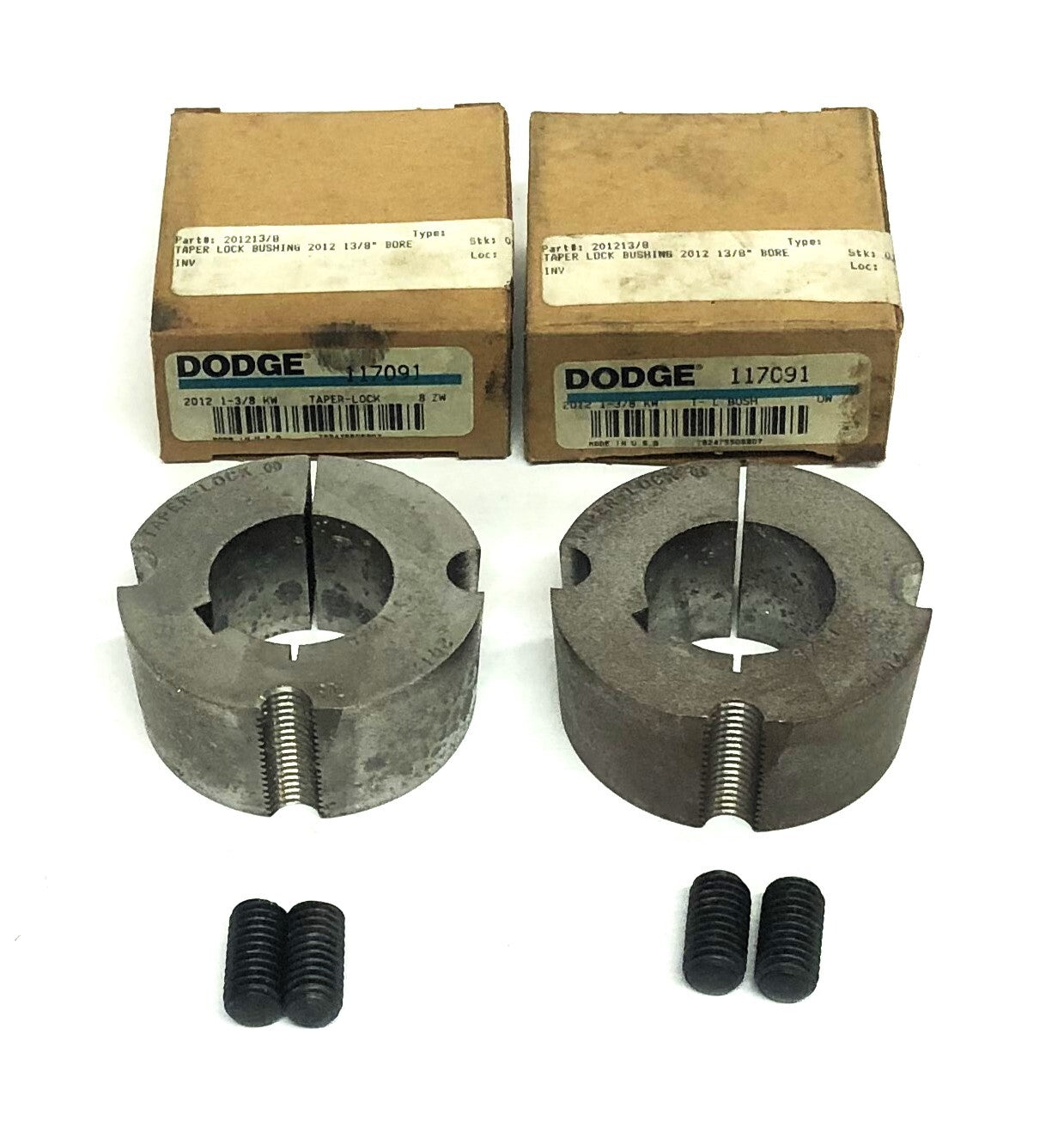?Dodge Taper-Lock Split Bushing 2012X1-3/8 KW (117091)  [Lot of 2] NOS