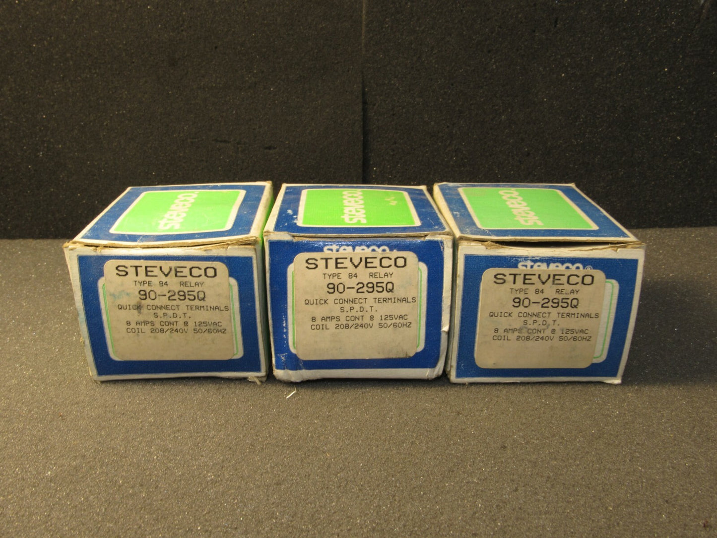Steveco RBM 90-295Q RELAY SPST 8 A 250 V COIL 208-240V "Lot of 3"