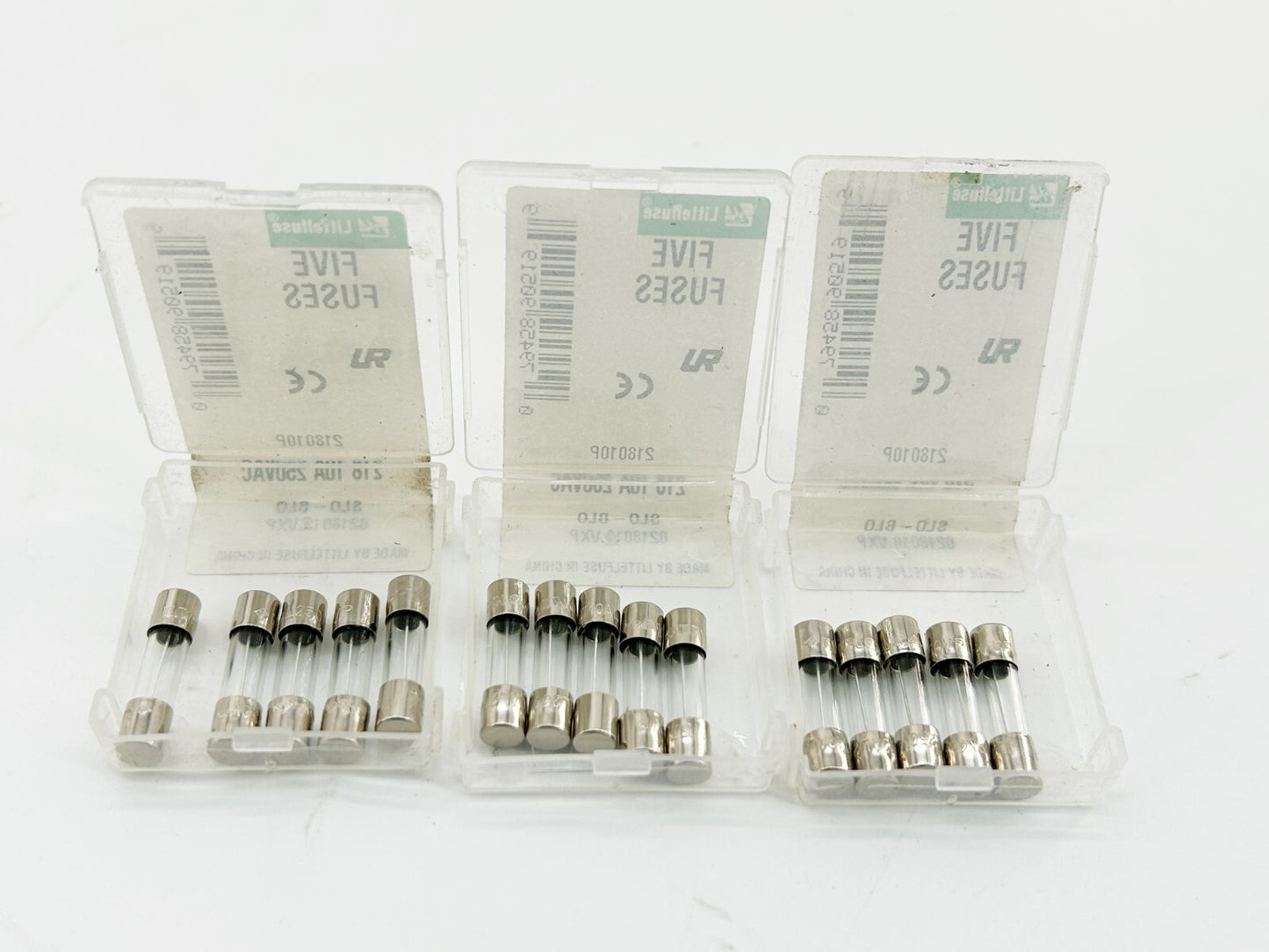 New Lot of 15 Littelfuse 218010P Glass Fuse 10A 250V 5X20MM