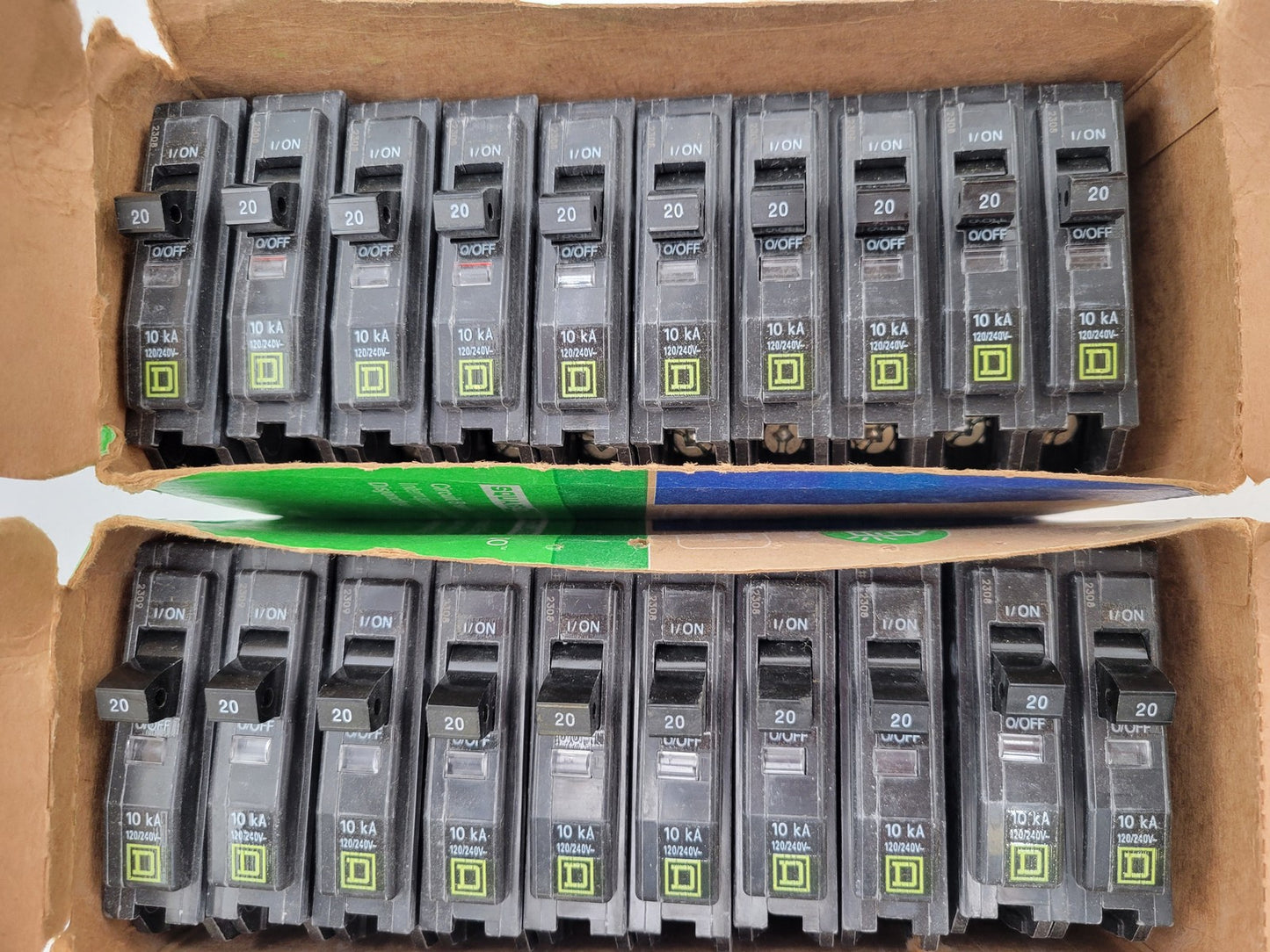 20PC Square D QOB120 Circuit Breaker 20A 1P 120/240V 10kA