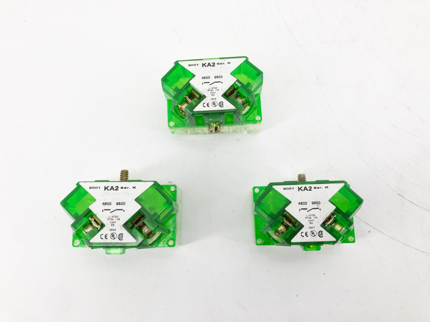 Lot of 3 New Schneider Electric 9001-KA2 Ser. K Contact Blocks 9001KA2 - No Box