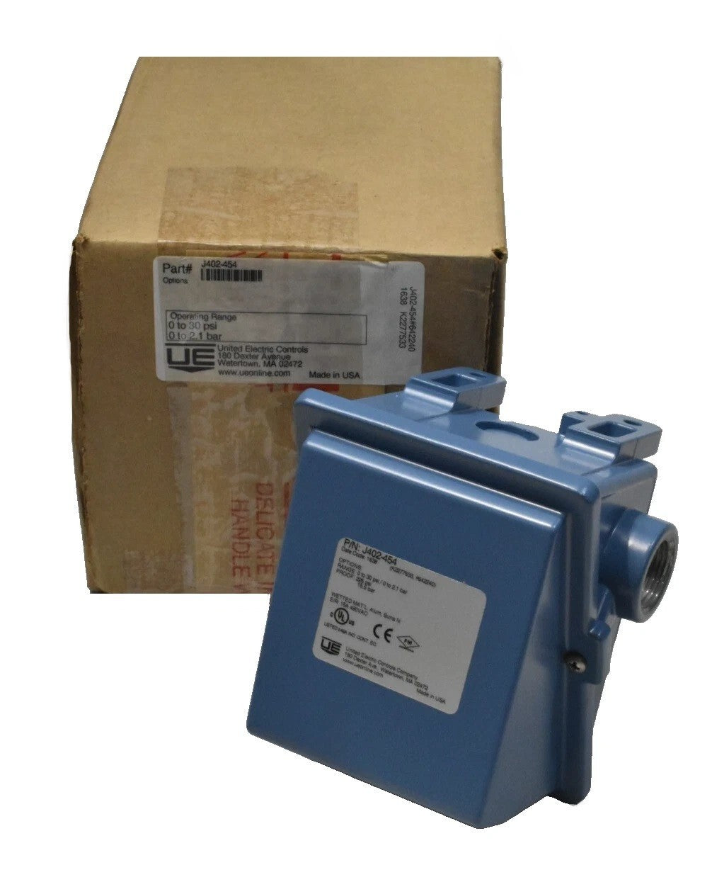 UE United Electric J402-454 Pressure Switch 0-30 PSI
