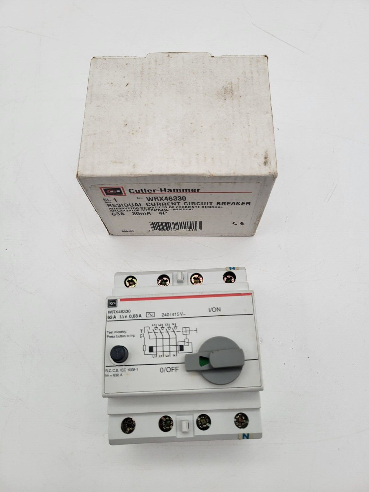 Cutler Hammer WRX46330	Residual Current Circuit Breaker 63 Amp 30mA 4 Pole 415V