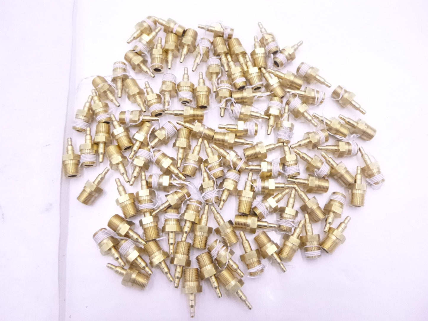 100 Pack 28-4-5/32-2 Brass Pneumatic Dubl-Barb for Tubing 5/32 X 1/4 X 1/8
