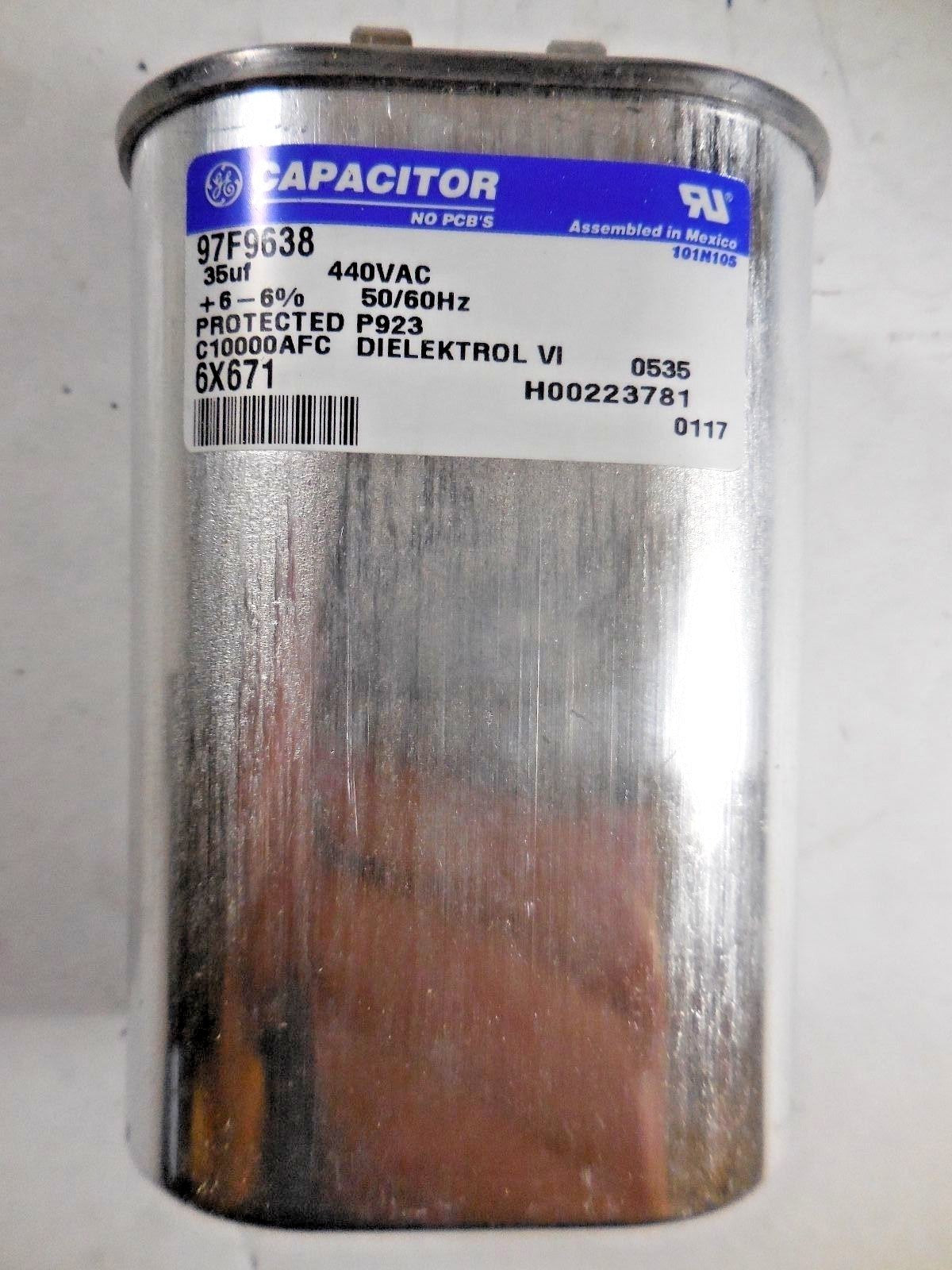 General Electric 97F9638 Oval Capacitor (35F, 440VAC, 50/60Hz) "NEW"