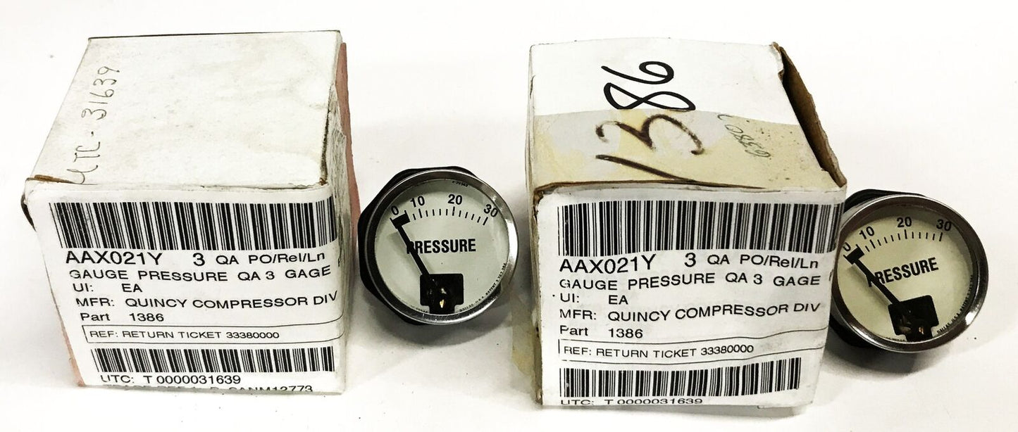Rochester Gauges 0-30 Pressure Gauge 1386 [Lot of 2] NOS