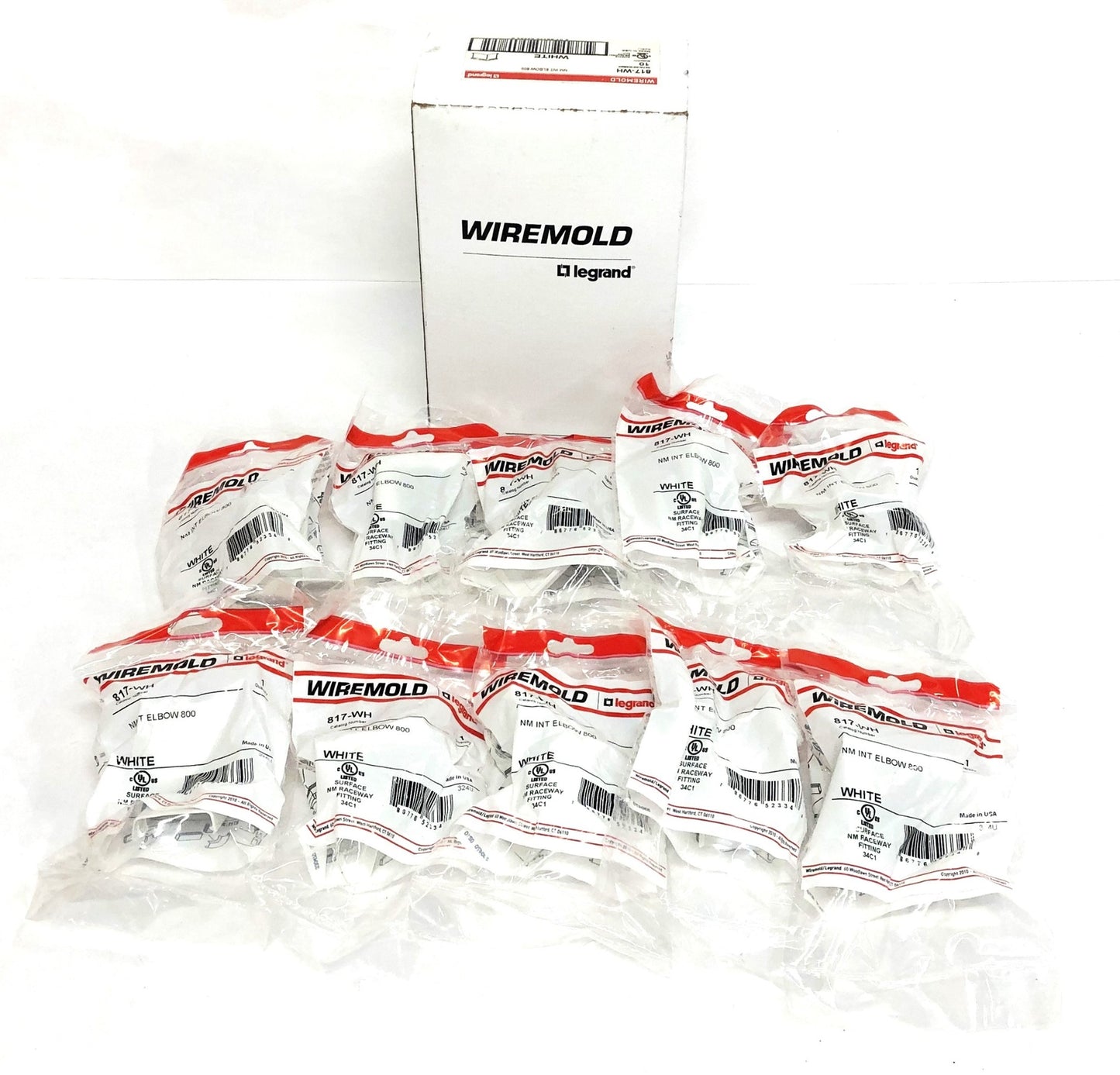 Wiremold White 90-degree Flat Elbow 817-WH [Lot of 10] NOS