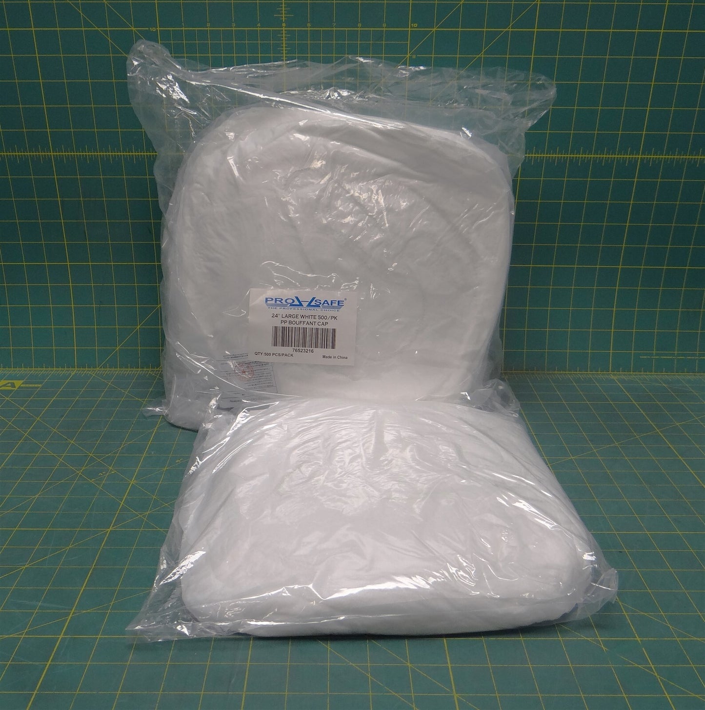 (Pack of 400) Pro-Safe 76523216 White Bouffant Cap, Large, 24" Diameter
