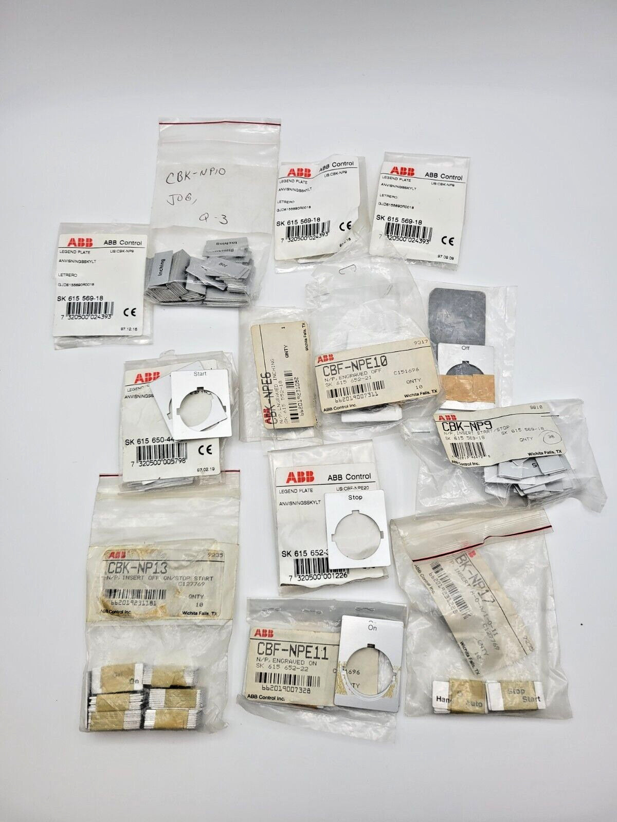 ABB CBK Contact Block Switch Plate Label Legend Start Stop Jog Run - (Mixed Lot)