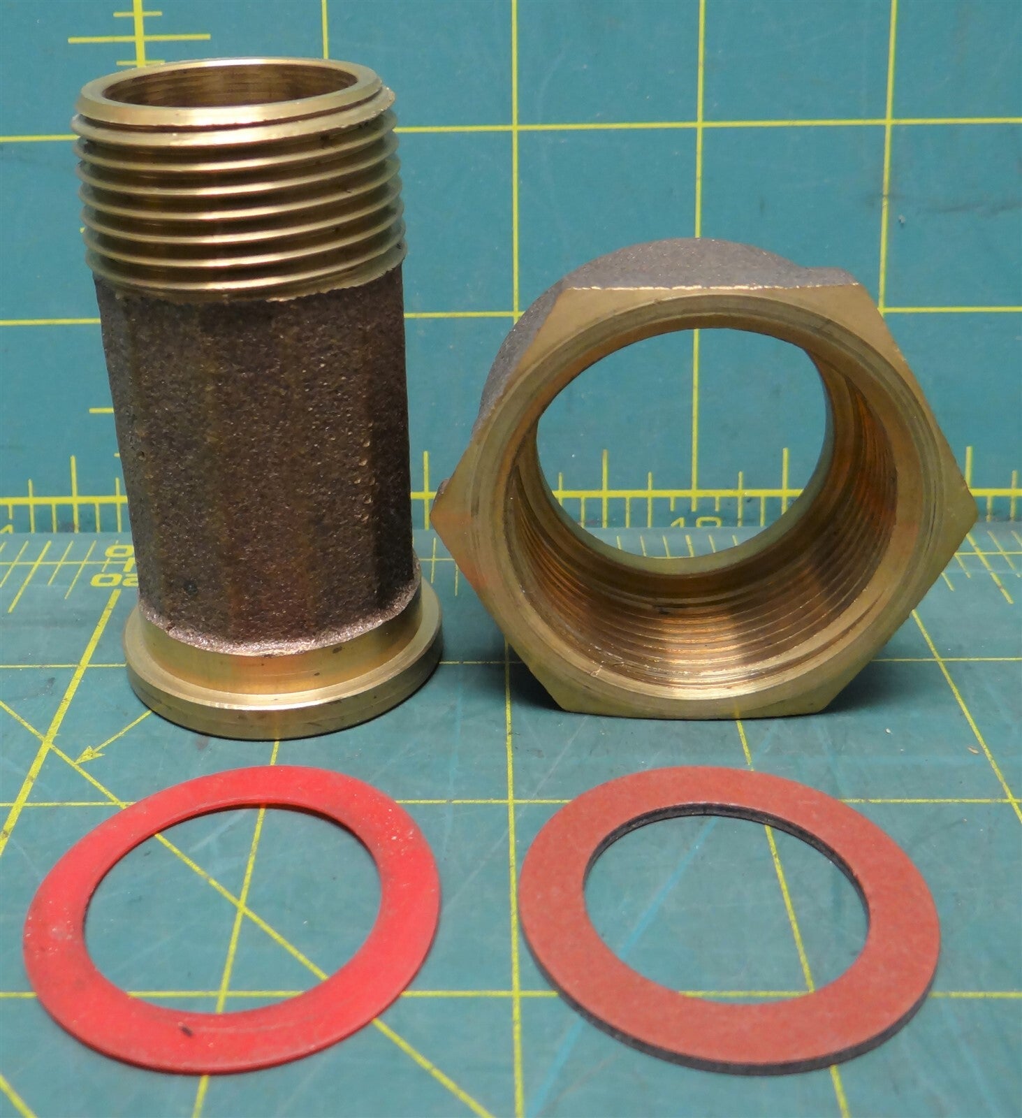 2-1/2" Lead-Free Brass Water Meter Coupling, Nipple, Nut, Seal