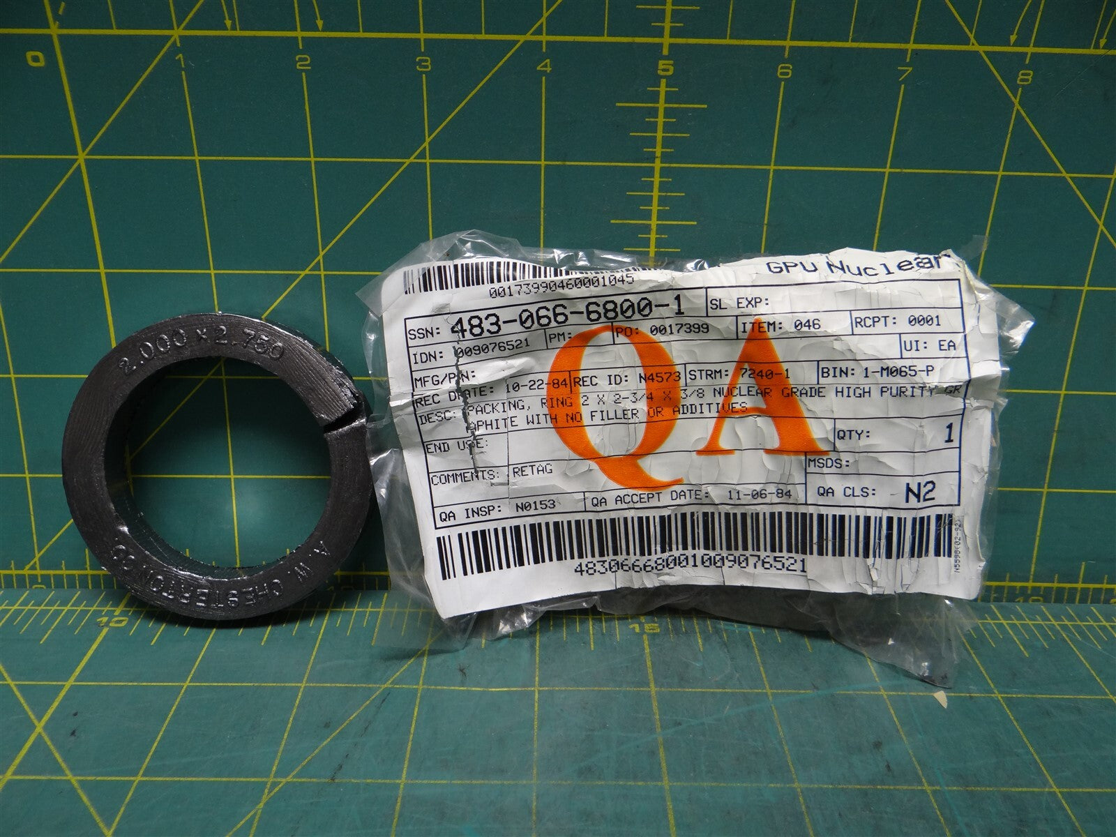 Chesterton 5300 GTPI Graphite Packing Ring 17399 2" x 2.75" x .375" x .375"