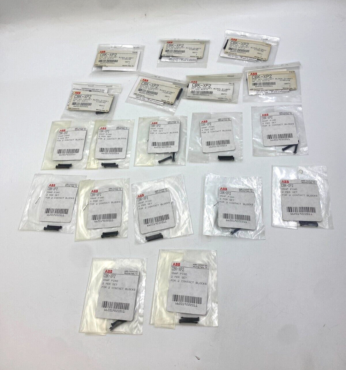 17Pc Set ABB Control CBK-XP2 C128142 Snap Pin Set 2-Unit Black for Contact Block