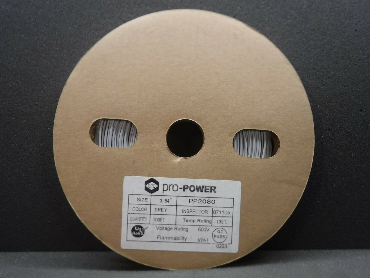 SFC Pro-Power PP2080 100FT 600V Temp Rating 135 C Grey Heat Shrink Tubing