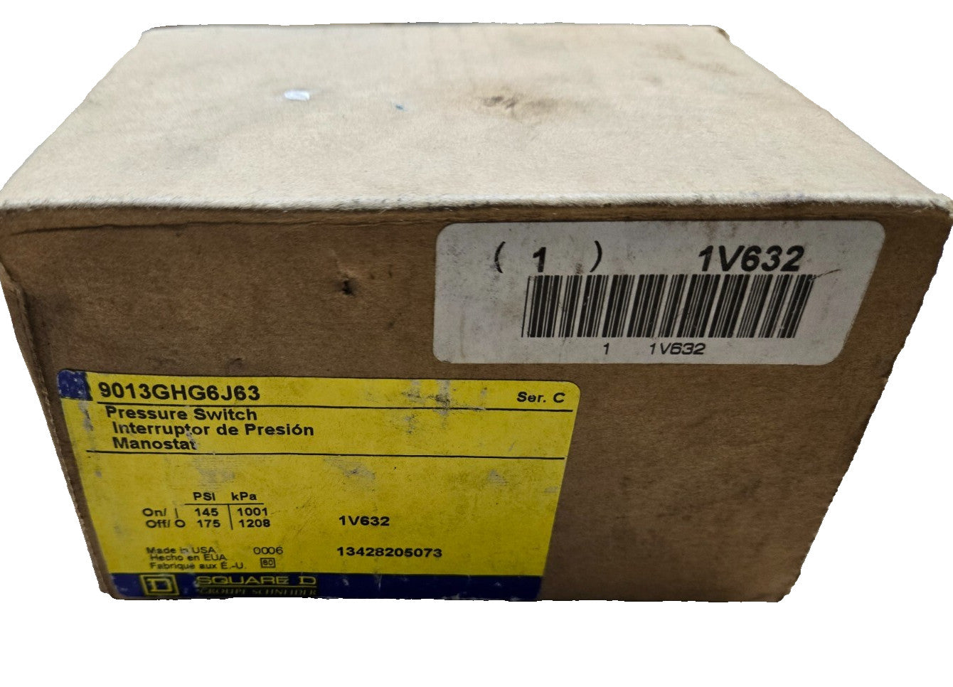 SQUARE D 9013GHG6J63 Pressure Switch, 3/8" FNPS, Stndrd NEW