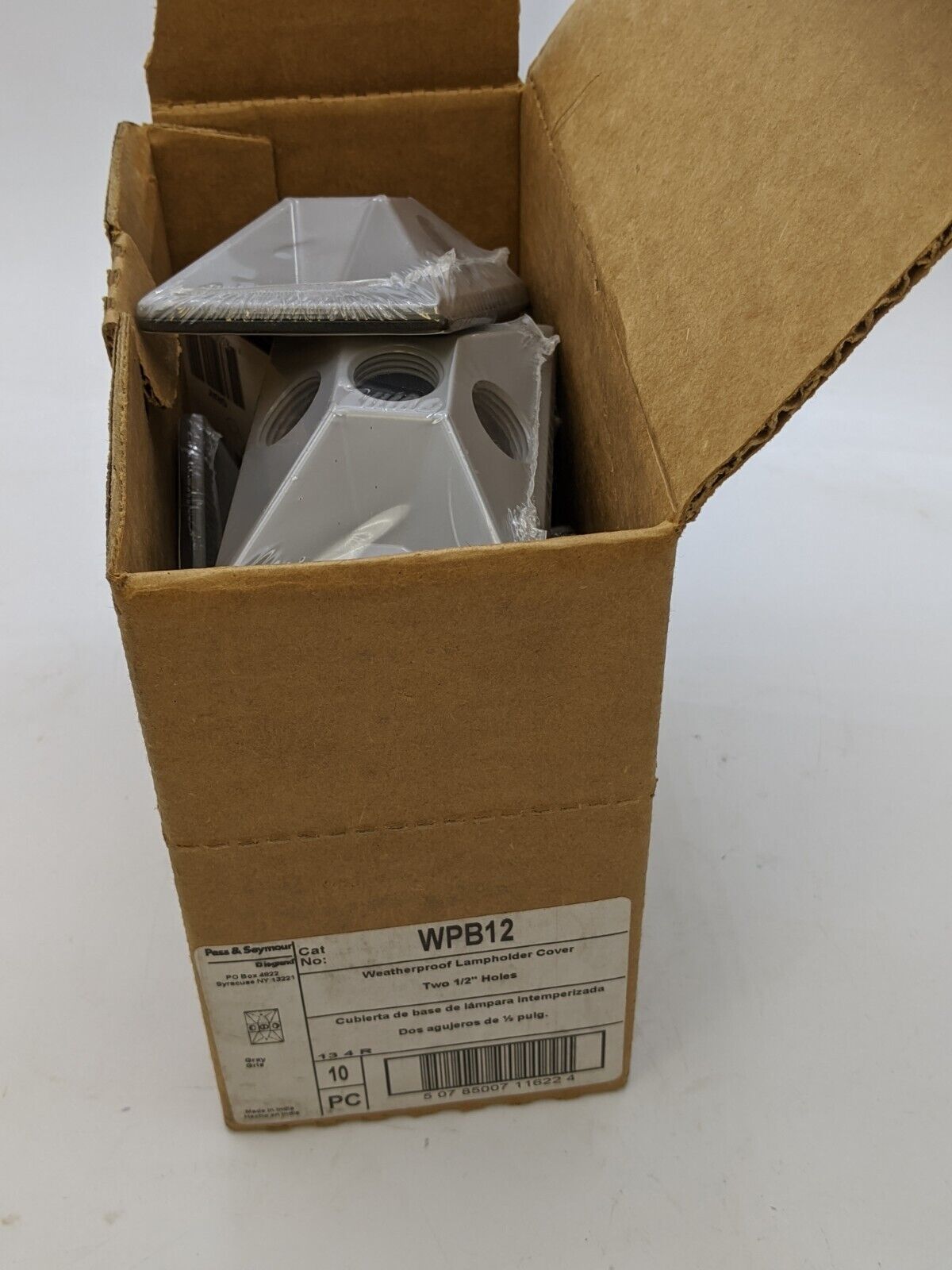 10 Piece WPB12 Weatherproof Lampholder Cover two 1/2" Holes Wet Locations