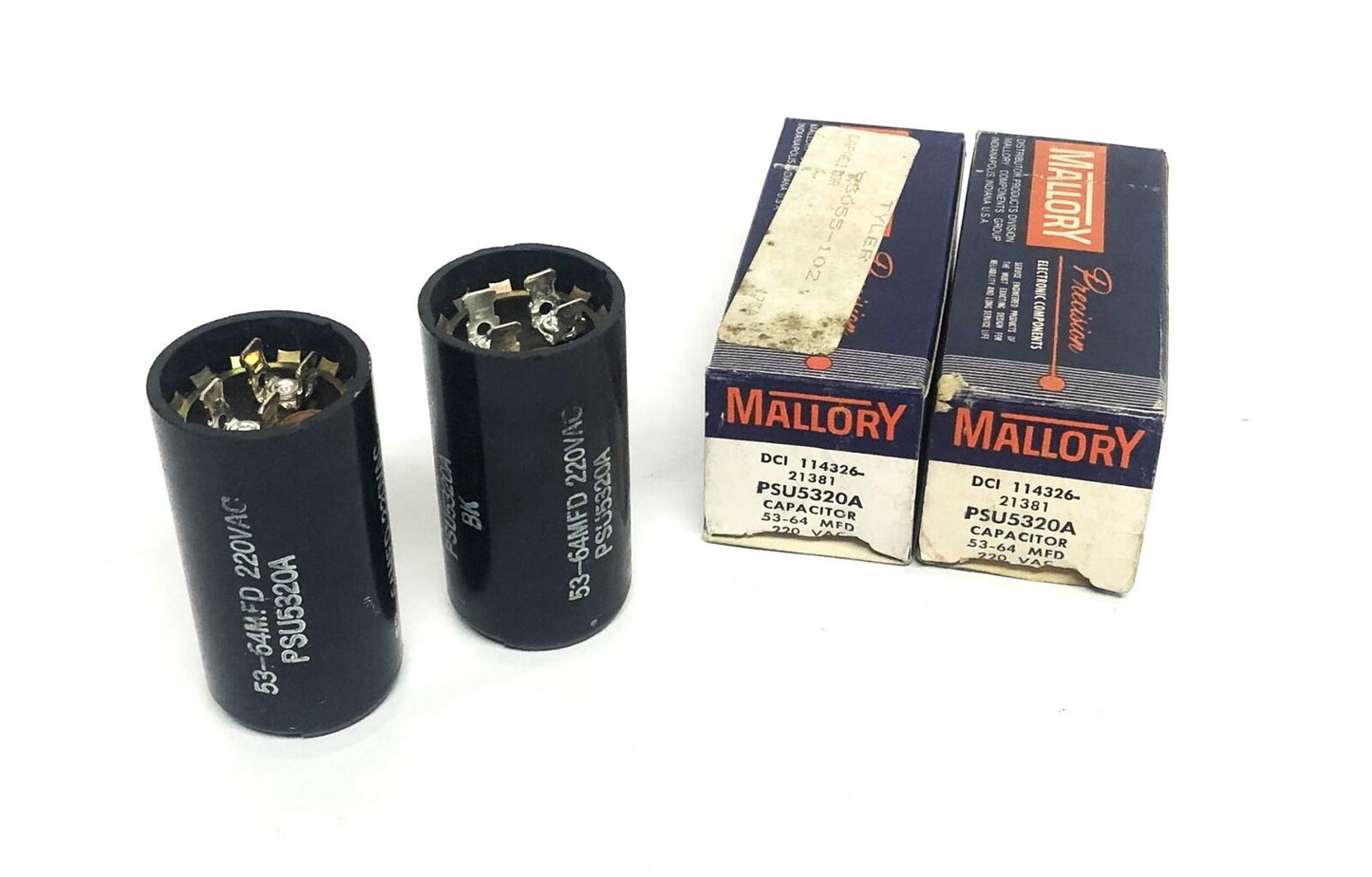 Mallory 53-64MFD 220VAC DCI 114326-21381 Capacitor PSU5320A [Lot of 2] NOS