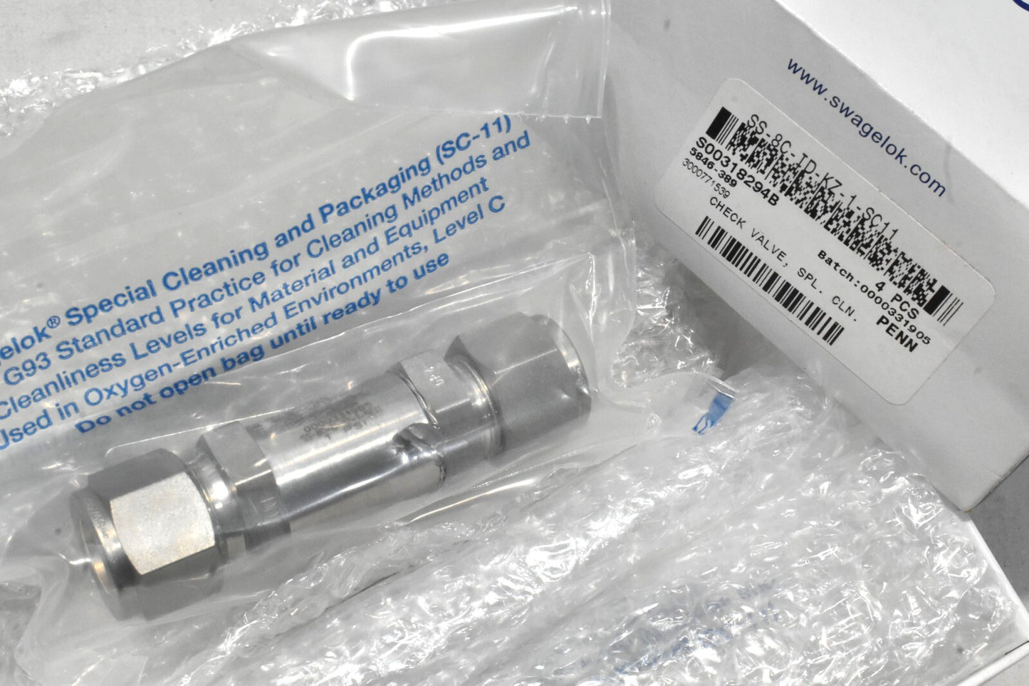 Swagelok SS-8C-ID-KZ-1-SC11 Stainless Steel Check Valve (Pack of 4)