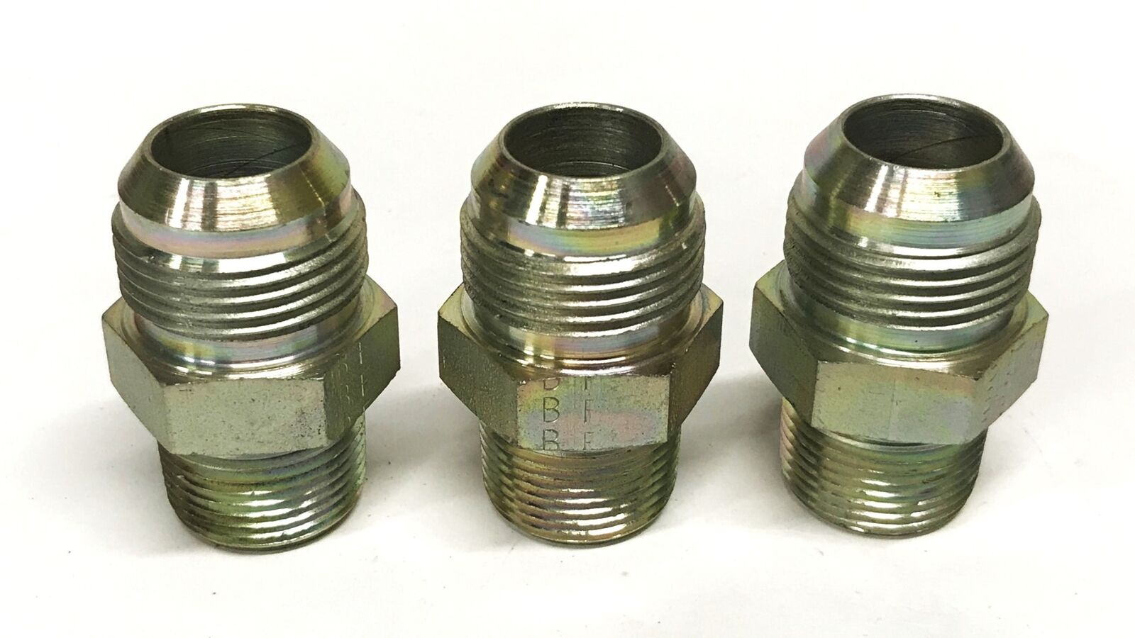 B & F Hydraulic Adapter 3/4 inch JIC x 7/8 inch Nipple [Lot of 3] NOS