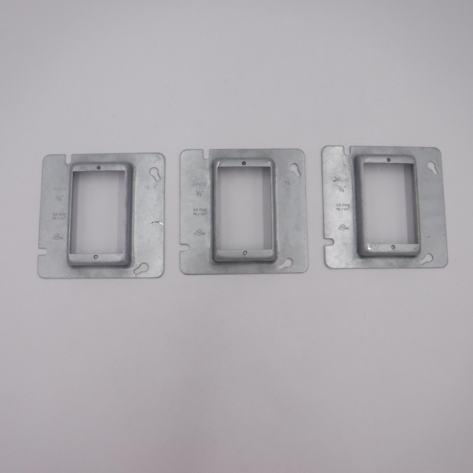 3 Pack RACO 4-11/16" SQ 3/4"RSD 1-Gang Mud Rings 838