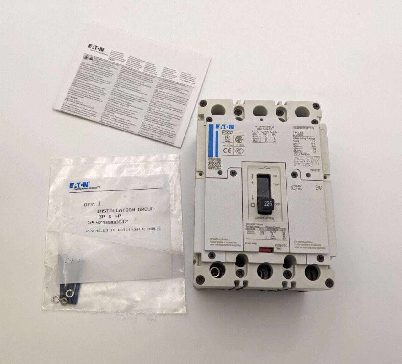 Eaton PDG23P0225TFFL Circuit Breaker 225A 3P 600V 3PH PDG2 225 Amp 3 Pole NOS