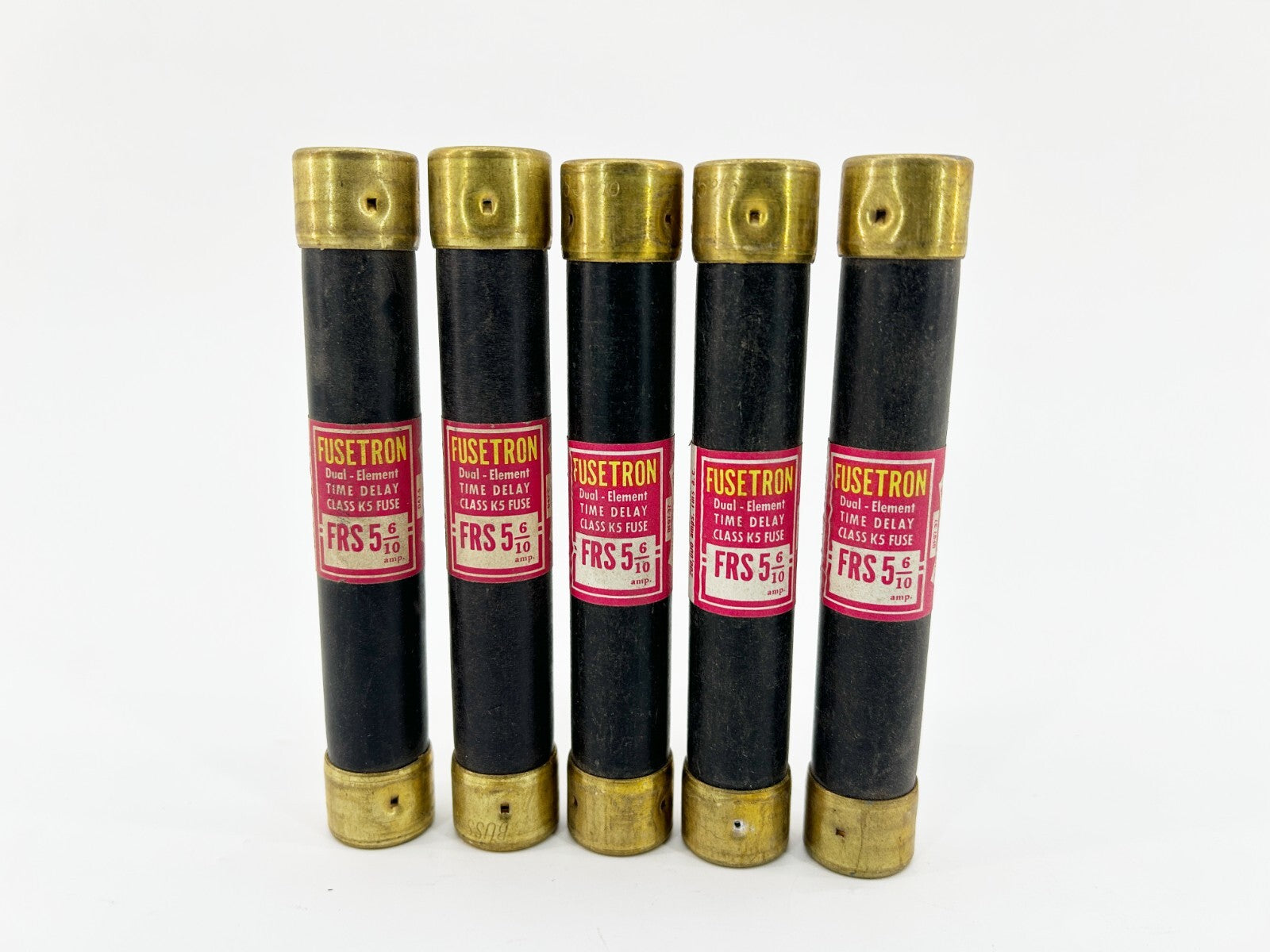 New Lot of 5 Bussmann FRS-5-6/10 Time Delay Fuse 5-6/10A 600V - No Box
