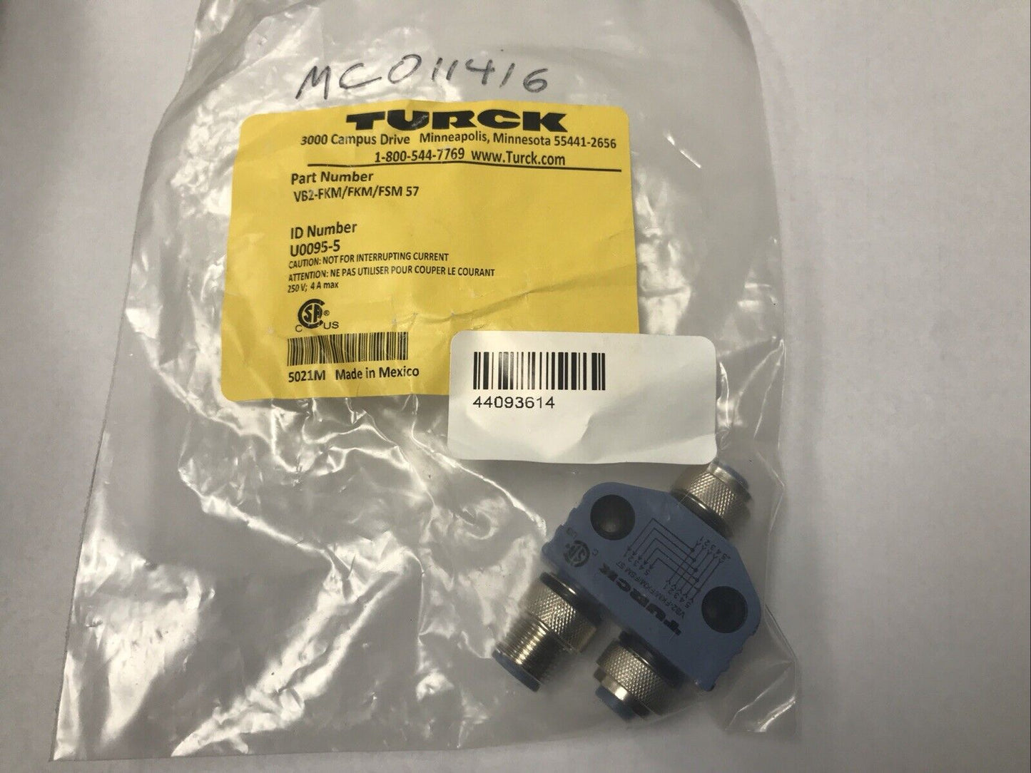 TURCK VB2-FKM/FKM/FSM 57 U0095-5 SPLITTER ADAPTER APPLIED MATERIALS 5021M